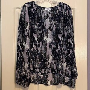Parker Black, Gray & Lavender Floral Blouse